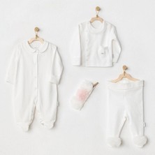 Uravas Store AC24501 Petit Love Newborn Tüllü 4 Parça Set Ekru