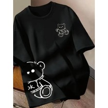 Punix Kids Özel Seri Ok Silüet Ayıcık Baskılı %100 Pamuk Yeni Stil Erkek Çocuk Hip Hop T-Shirt