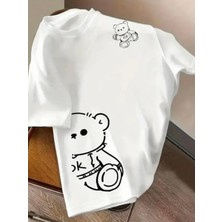Punix Kids Özel Seri Ok Silüet Ayıcık Baskılı %100 Pamuk Yeni Stil Erkek Çocuk Hip Hop T-Shirt