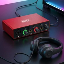 Midex GLX-500 PRO-HD 2 Giriş 2 Çıkış USB Stüdyo Ses Kartı Kulaklık ve XLR Kablo