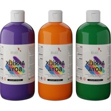 Esranın Dünyası 3'lü Akrilik Boya Seti - Yeşil, Mor, Turuncu (3X500 Gr)