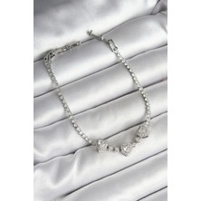 Uravas Store Pirinç Sıralı Figürlü Zirkon Taşlı Gümüş Renk Kadın Bileklik