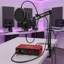 Midex MX2020-GLX-500 PRO Midex Ses Kartı ve Condenser Mikrofon Stand Filtre Set