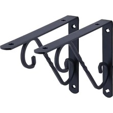 Esranın Dünyası Ferforje Siyah Raf Altı Raf Tutucu, 145 x 195 Mm, 2 Adet