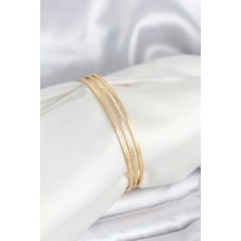 Uravas Store Çelik Gold Renk Simli Model Ajda 65 mm Kadın Bileklik