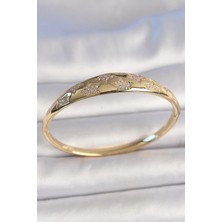 Uravas Store Pirinç Gold Renk Zirkon Taşlı Yıldız Işlemeli Kadın Kelepçe