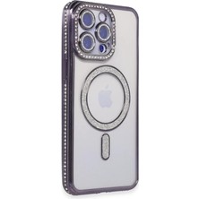 BSH Gülbay Mobilya Newface iPhone 15 Pro Max Kılıf Joke Simli Magneticsafe Kılıf - Derin Mor