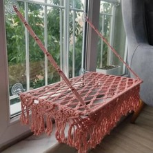 Esranın Dünyası Makrome Vantuzlu Kedi Yatağı (Somon Renk)