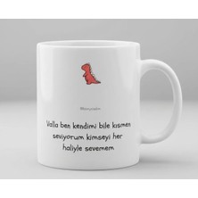 Weiler Riger Esprili Dinozor Tasarım Kendini Sevme Mottolu Kupa Bardak MZ-019