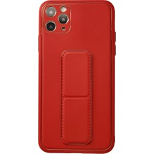 BSH Gülbay Mobilya Newface iPhone 11 Pro Max Kılıf Coco Deri Standlı Kapak - Kırmızı