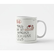 Weiler Riger Porselen Kupa Bardak - Minimalist Illüstrasyonlu "özür Dilemeyeceğim" Yazılı Kupa - WLR-103