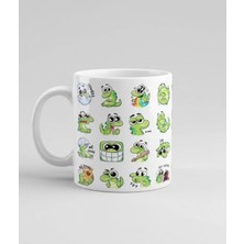 Weiler Riger Komik Yeşil Timsah Sticker Desenli Tasarım Kupa Bardak TM-013