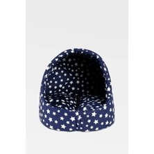 Esranın Dünyası Lacivert Yıldızlı Mağara Tipi Kedi Yuvası, 40X40 cm