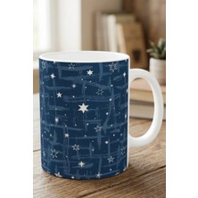 Weiler Riger Gece Gökyüzü ve Minimal Yıldız Desenli Şık Porselen Kupa Bardak WR006