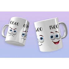 Weiler Riger Mod Değiştiren Emoji Tasarımlı 24 Saat Temalı Porselen Kupa Bardak - MG-9920