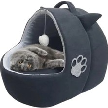 Esranın Dünyası Gri Füme Yıkanabilir Kulaklı Kedi ve Köpek Yatağı, Xl Boyut