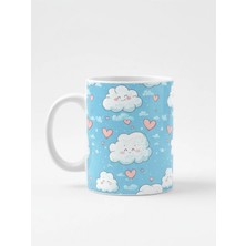 Weiler Riger Gülümseyen Bulutlar ve Pembe Kalp Desenli Mavi Kupa Bardak