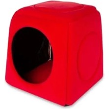Esranın Dünyası Çok Fonksiyonlu Kedi Yatağı, Kırmızı, 40X40 cm