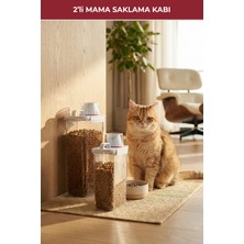 GOBYPET 2'li Sızdırmaz Kedi Köpek Mama Saklama Kabı 2300 ml ve 2800 ml