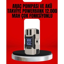 Terrien Dijital Ekranlı Araç Pompası Akü Takviye Powerbank 12.000 Mah