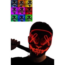 Terrien LED Işıklı Neon Maske Cadılar Bayramı Maskesi Korkunç Korku Maskesi
