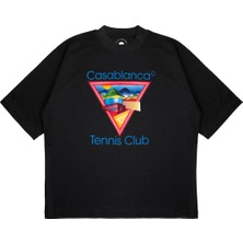 Pure Effect Unisex Oversize Casablanca Kırmızı Üçgen Baskılı Boxy Fit Kalın Kumaşlı T-Shirt