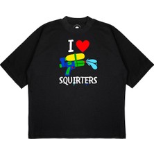 Pure Effect Unisex Oversize I Love Squırters Baskılı Boxy Fit Kalın Kumaşlı T-Shirt