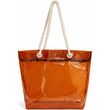 Kadın Şeffaf Plaj Çantası- Fermuarlı- Kol ve Omuz Çantası