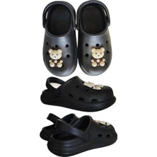 Famele's Cross Anatomik Ayıcık Figür Siyah Eva Plaj Deniz Günlük Çocuk Terlik 303