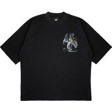 Pure Effect Unisex Oversize All Saınt Dragon Baskılı Boxy Fit Kalın Kumaşlı (240GSM) T-Shirt