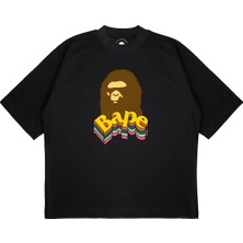 Pure Effect Unisex Oversize A Bathing Gökkuşağı Baskılı Boxy Fit Kalın Kumaşlı T-Shirt