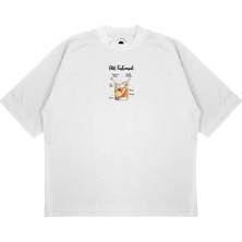 Pure Effect Unisex Oversize Old Fashioned Kokteyl Baskılı Boxy Fit Kalın Kumaşlı T-Shirt