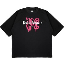 Pure Effect Unisex Oversize Palm Angels Spray Baskılı Boxy Fit Kalın Kumaşlı (240GSM) T-Shirt