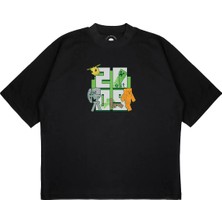 Pure Effect Unisex Oversize 2009 Mınecraft Baskılı Boxy Fit Kalın Kumaşlı (240GSM) T-Shirt