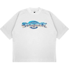 Pure Effect Unisex Oversize Casablanca Cyber Baskılı Boxy Fit Kalın Kumaşlı T-Shirt