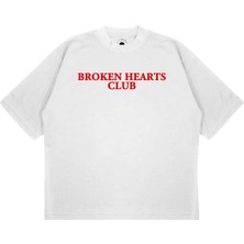 Pure Effect Unisex Oversize Broken Hearts Club Baskılı T-Shirt