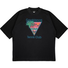 Pure Effect Unisex Oversize Casablanca Üçgen Günbatımı Baskılı Boxy Fit Kalın Kumaşlı (240GSM) T-Shirt