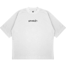Pure Effect Unisex Oversize Off-Whıte Noktalı Baskılı Boxy Fit Kalın Kumaşlı (240GSM) T-Shirt