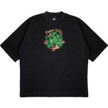 Pure Effect Unisex Oversize Mınecraft Creeper Holıday Baskılı Boxy Fit Kalın Kumaşlı (240GSM) T-Shirt