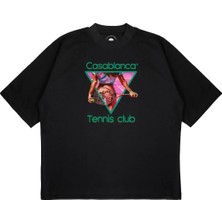 Pure Effect Unisex Oversize Casablanca Üçgen Kadın Baskılı Boxy Fit Kalın Kumaşlı (240GSM) T-Shirt