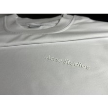 Pure Effect Unisex Oversize Acne Studio Kabartma Logo Baskılı Boxy Fit Kalın Kumaşlı T-Shirt