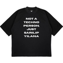 Pure Effect Unisex Oversize Not A Techno Person Sarılıp Yılana Baskılı Boxy Fit Kalın Kumaşlı T-Shirt