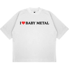 Pure Effect Unisex Oversize I Love Babymetal Baskılı Boxy Fit Kalın Kumaşlı T-Shirt
