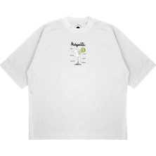 Pure Effect Unisex Oversize Margarita Kokteyl Baskılı Boxy Fit Kalın Kumaşlı T-Shirt