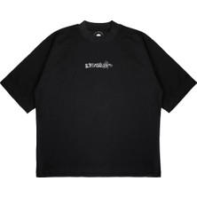 Pure Effect Unisex Oversize Off-Whıte Noktalı Baskılı Boxy Fit Kalın Kumaşlı (240GSM) T-Shirt