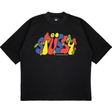 Pure Effect Unisex Oversize Stussy Mantar Baskılı Boxy Fit Kalın Kumaşlı (240GSM) T-Shirt