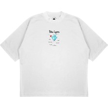 Pure Effect Unisex Oversize Blue Lagon Kokteyl Baskılı Boxy Fit Kalın Kumaşlı T-Shirt