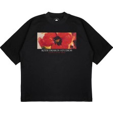 Pure Effect Unisex Oversize Kıth Desıgn Çiçek Baskılı Boxy Fit Kalın Kumaşlı T-Shirt