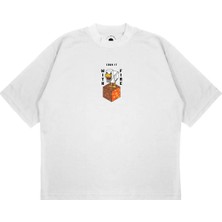 Pure Effect Unisex Oversize Mınecraft Cook It Baskılı Boxy Fit Kalın Kumaşlı (240GSM) T-Shirt