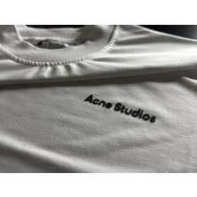 Pure Effect Unisex Oversize Acne Studio Kabartma Logo Baskılı Boxy Fit Kalın Kumaşlı T-Shirt